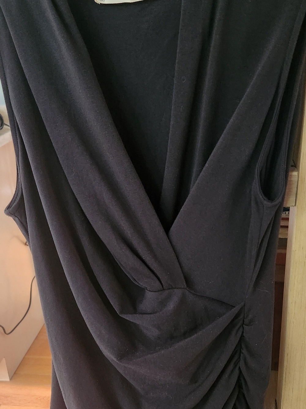Peruvian Connection Black Draped Sleeveless Top